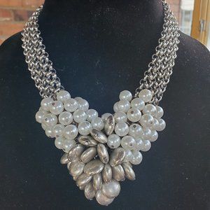 VCLM Faux Pearl & Bead Heart Necklace